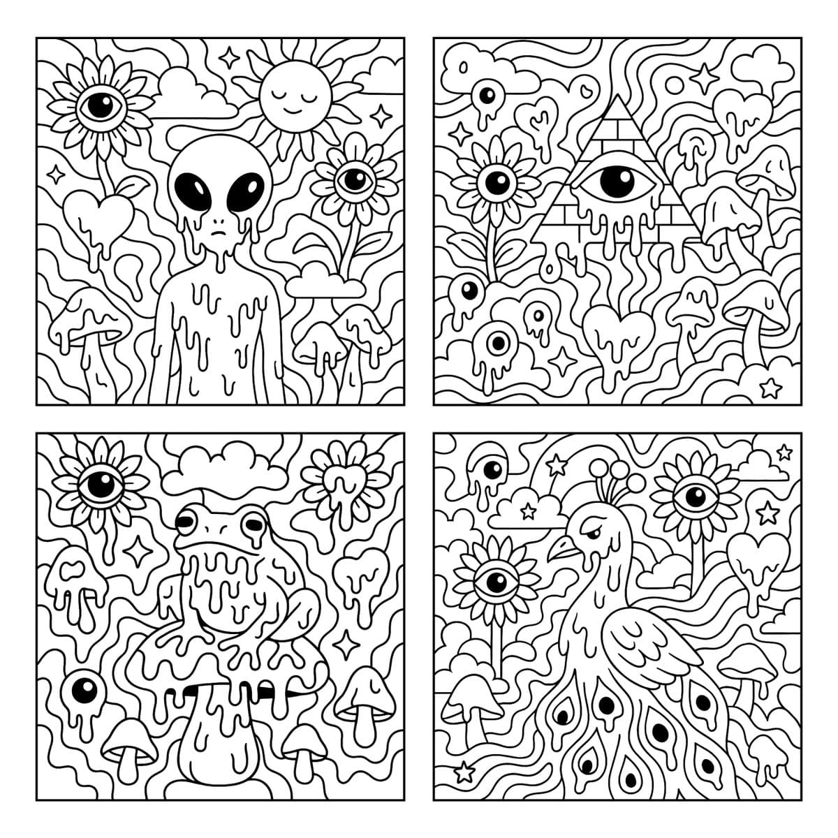 Pagina cromatica in bianco e nero surreale