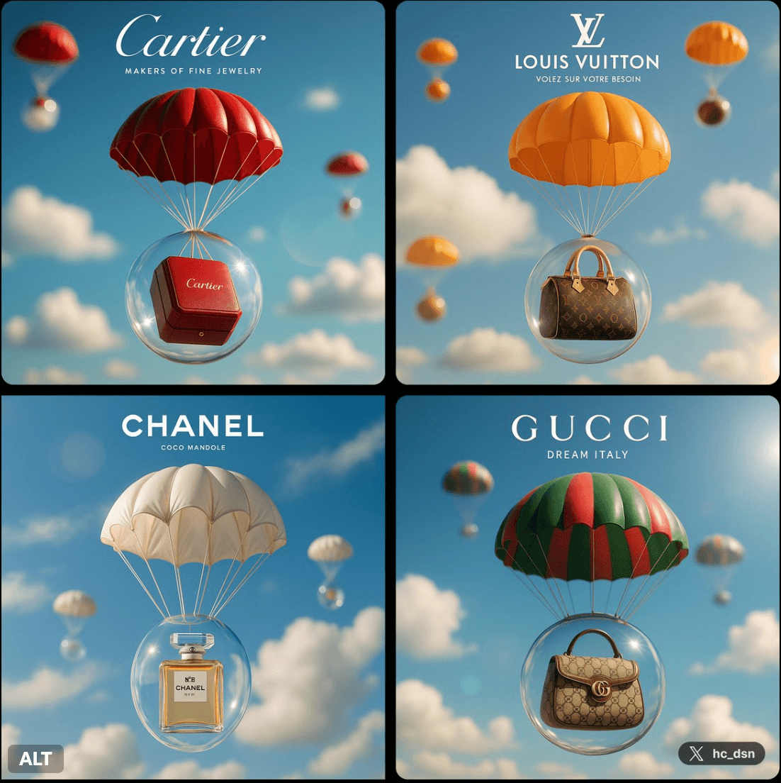 Luxury brands descend from the heavens.
