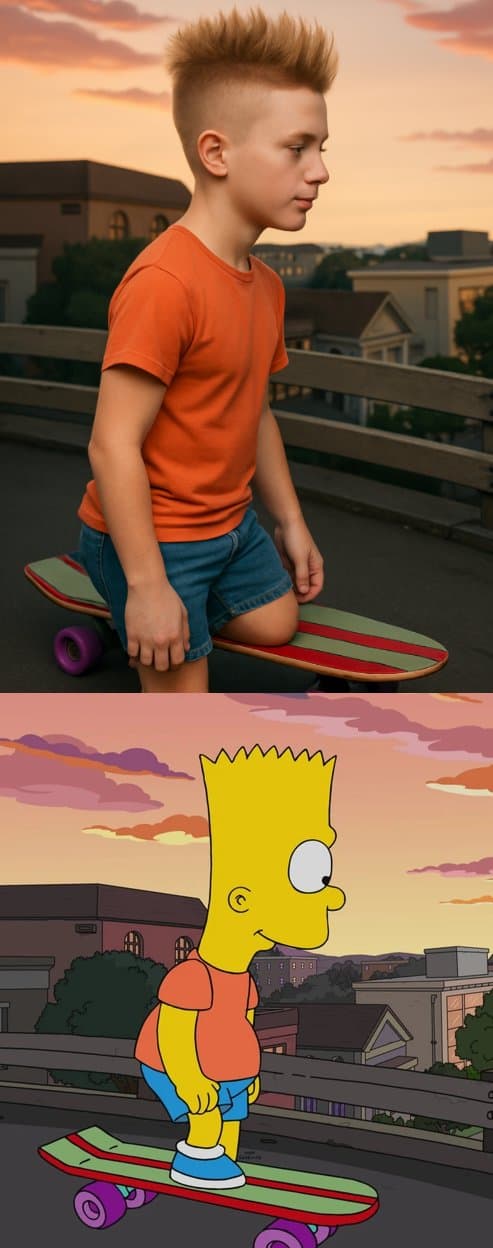 Trasformazione di personaggi dei cartoni animati in esseri umani iperrealistici