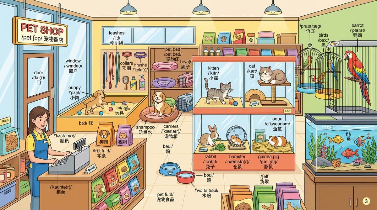 Create a detailed pet store scene.