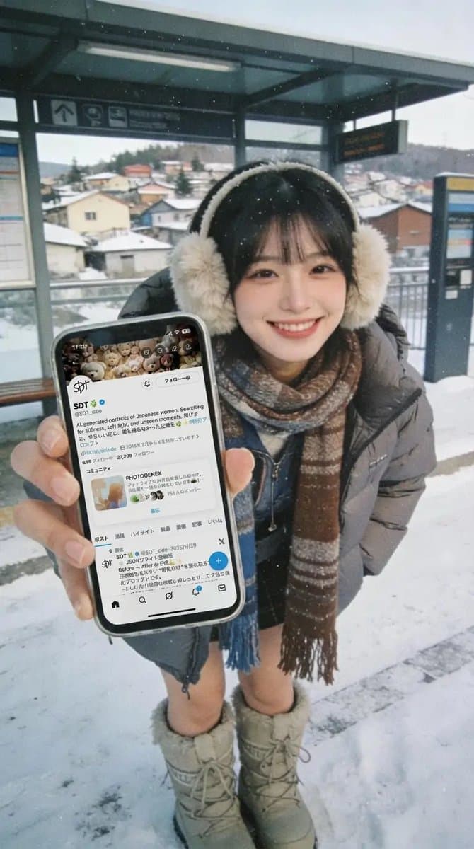 A woman shows photos from her phone.